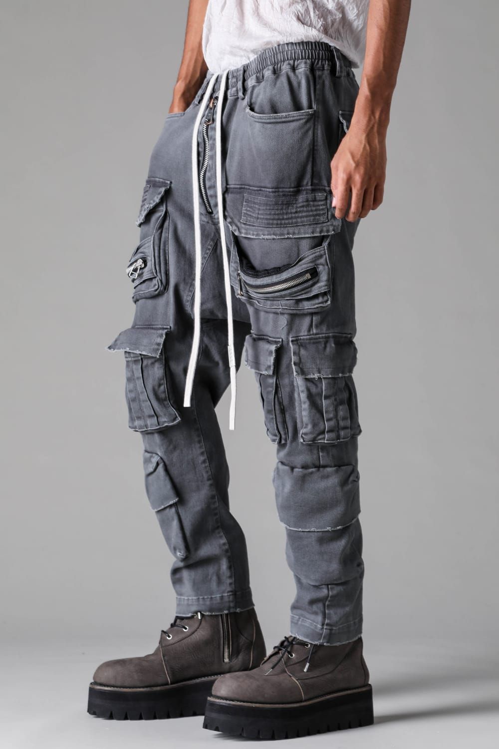 《2027SS先行予約》Vintage Dyed Sarrouel Flare Pants"D.Grey" / ヴィンテージダイサルエルフレアパンツ"ダークグレー"