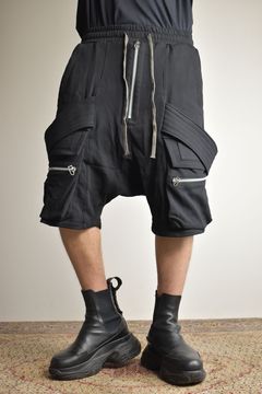 Belt Cargo Sweat Sarouel Shorts"Black" / ベルトカーゴスウェットサルエルショーツ"ブラック"