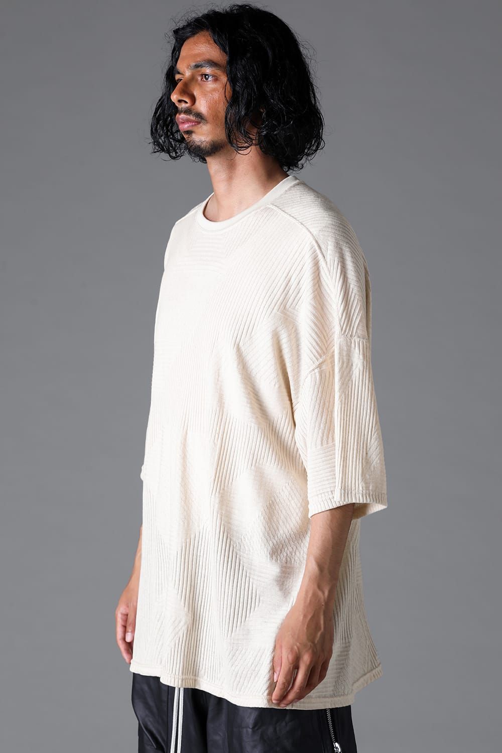 《2026SS先行予約》Deformed Stripe Pattern Jumbo Tee "Black / Cream" /ディフォルメドストライプパターンジャンボTee"ブラック/クリーム"