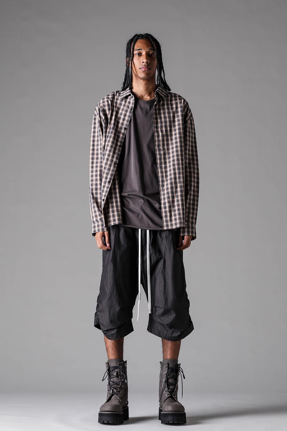 《2027SS先行予約》Cotton Nylon Side Gather Shorts"Black" / コットンナイロンサイドギャザーショーツ"ブラック"