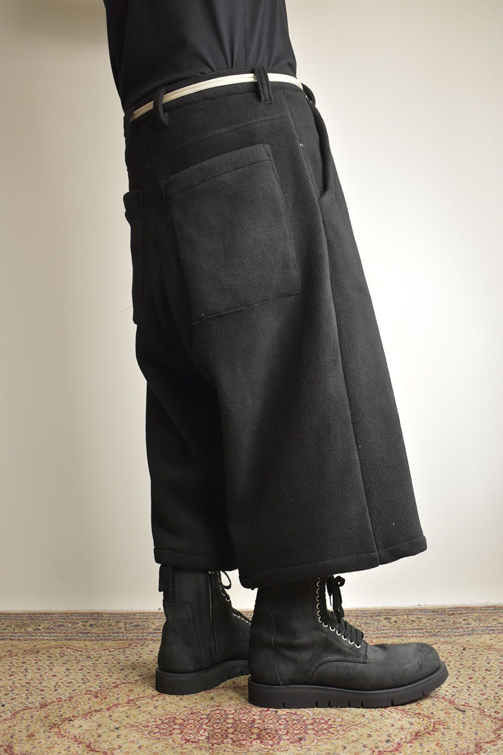 Fleece Over Cropped Pants"Black"/フリースオーバークロップドパンツ"ブラック"