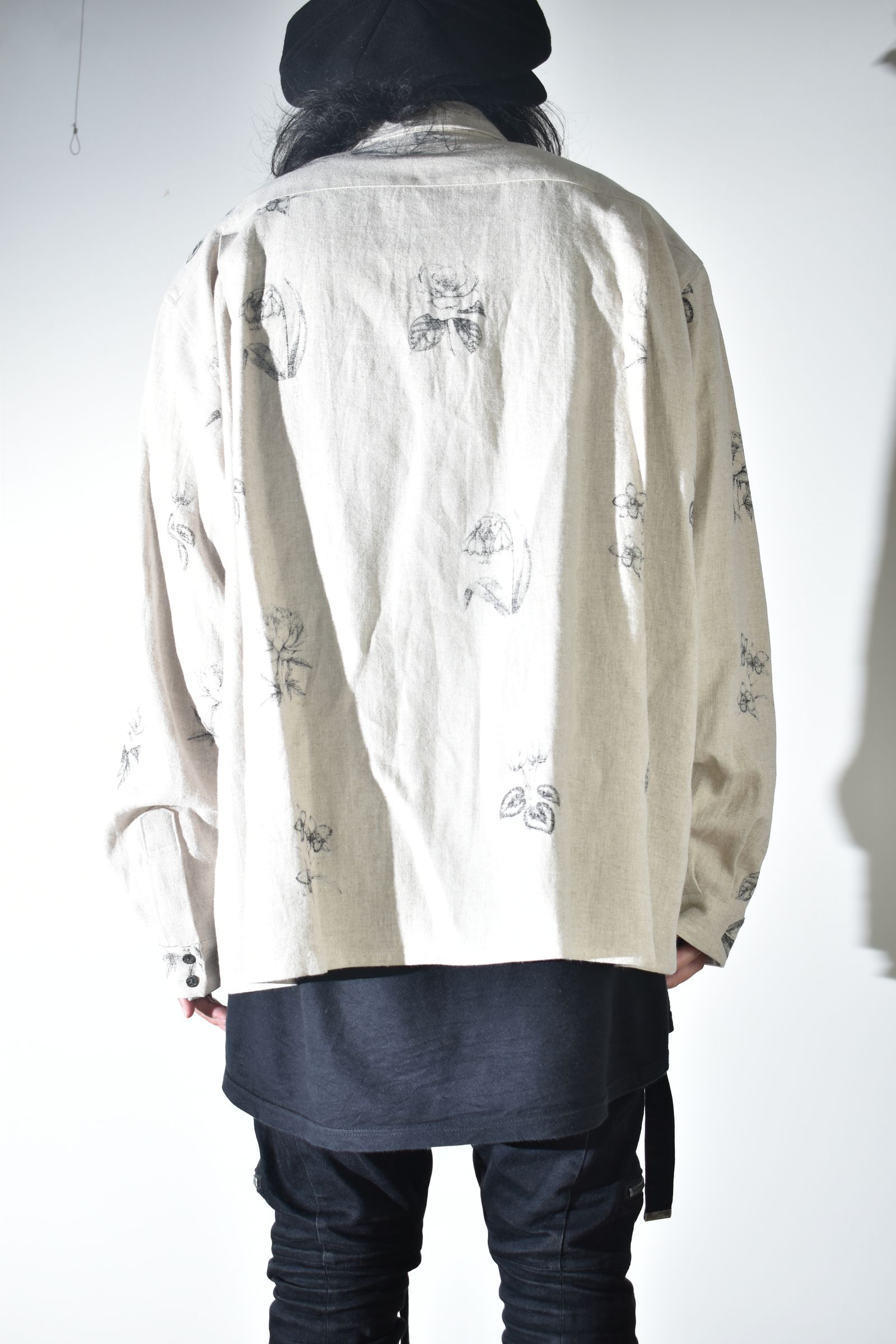 Botanical Print Oversized Shirt "Ecru" / ボタニカルプリントオーバーサイズシャツ"エクリュ"