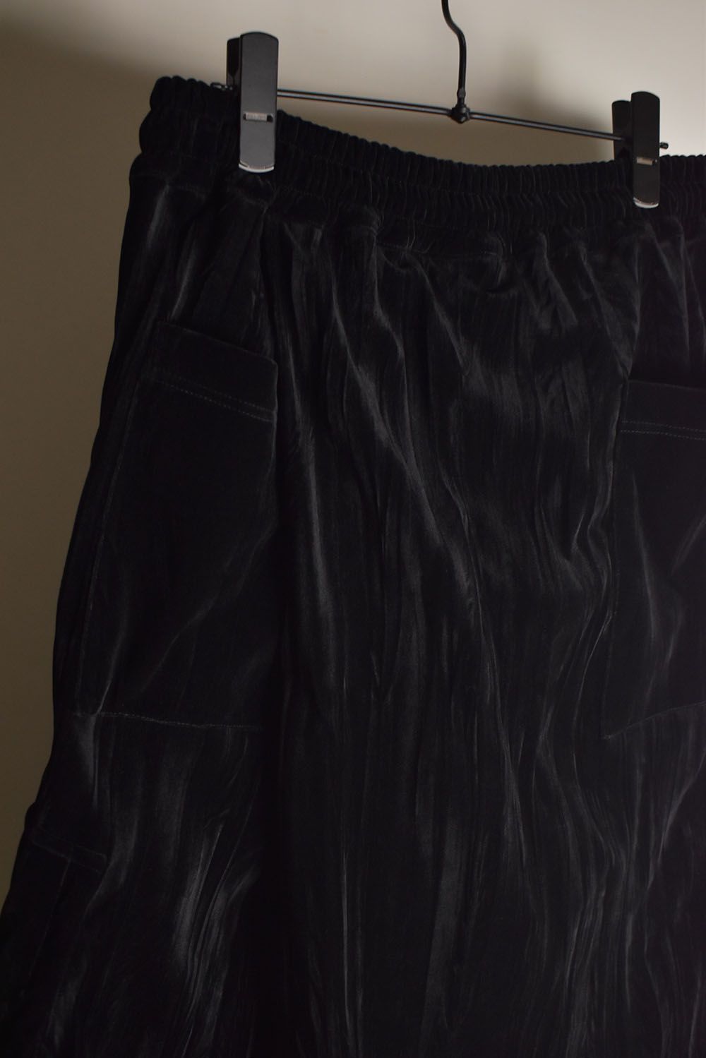 Washer Velour Wrap Skirt Pants"Black" / ワッシャーベロアラップスカートパンツ"ブラック"