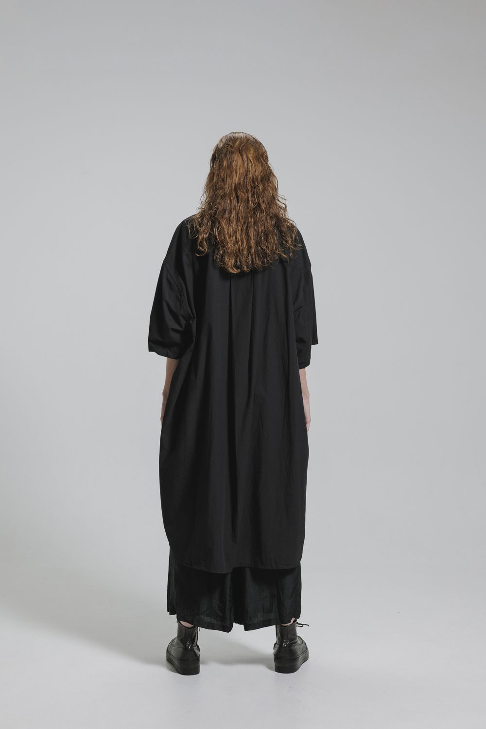Cotton Broad Short-Sleeved Big Shirt &Dress"Black" / コットンブロード半袖ビッグシャツ / ワンピース"ブラック"