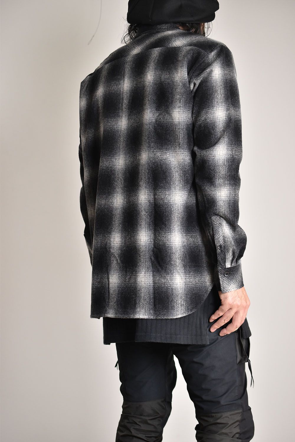 Ombre Check Shirts"Black"/オンブレチェックシャツ"ブラック"