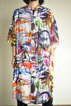 Rayon Chiffon Inkjet Print Short-Sleeved Big Shirt&Dress"Color Print" / レーヨンシフォンインクジェットプリント半袖ビッグシャツ / ワンピース"カラープリント"