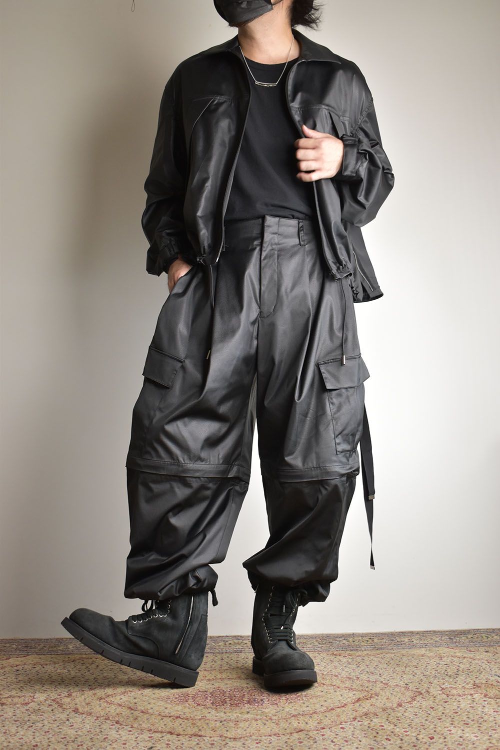 Fake Fake Leather Detachable Cargo Pants"Black"/フェイクフェイクレザーデタッチャブルカーゴパンツ"ブラック"