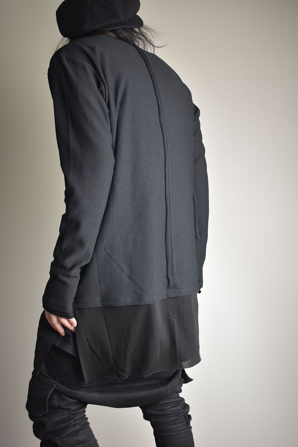 Imitation Linen Cotton Layerd Long Sleeve Tee"Black" / イミテーションリネンコットンレイヤードロングスリーブTee"ブラック"