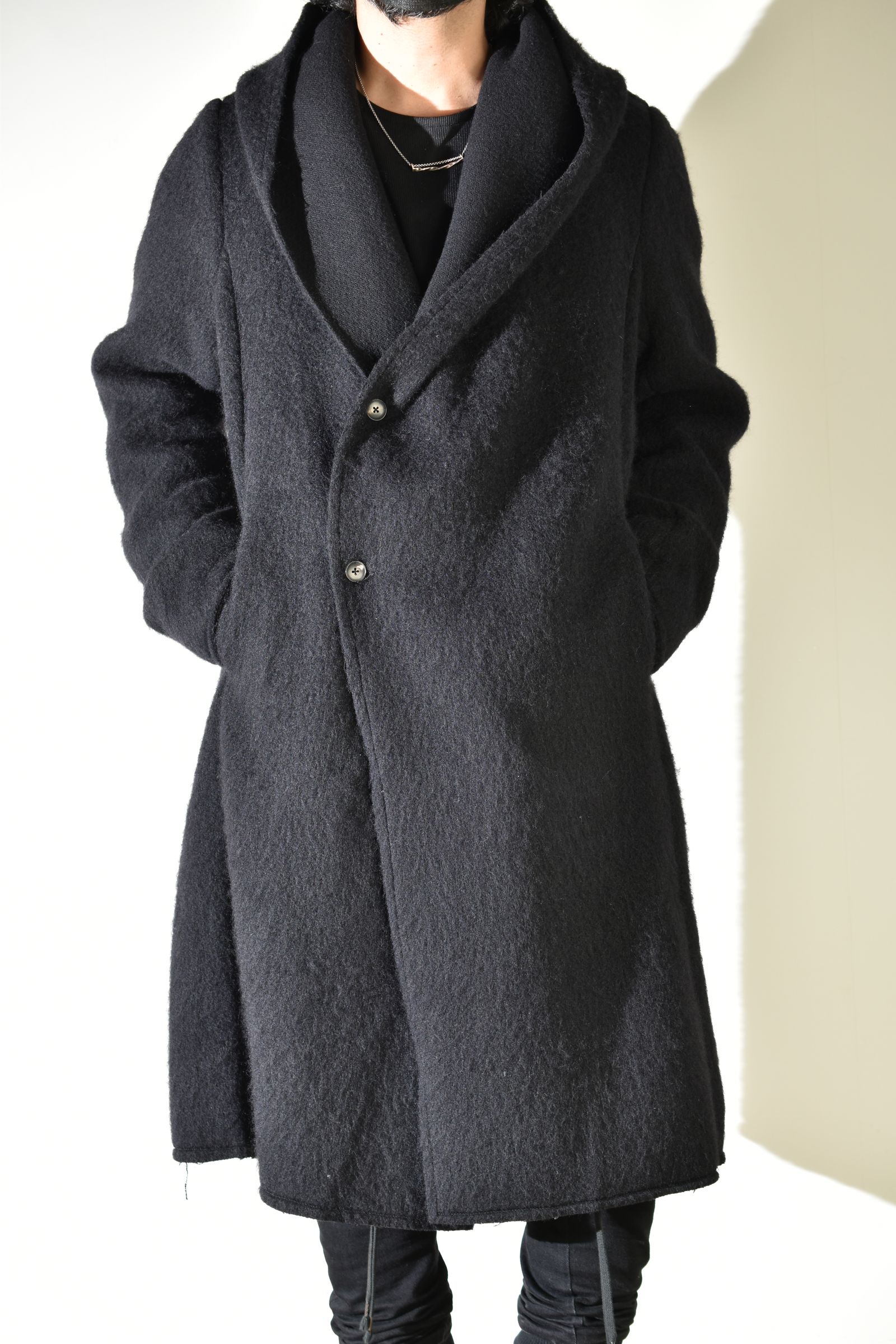 Shawl Collar Hoodie Coat "Black" / ショールカラーフーディコート"ブラック"
