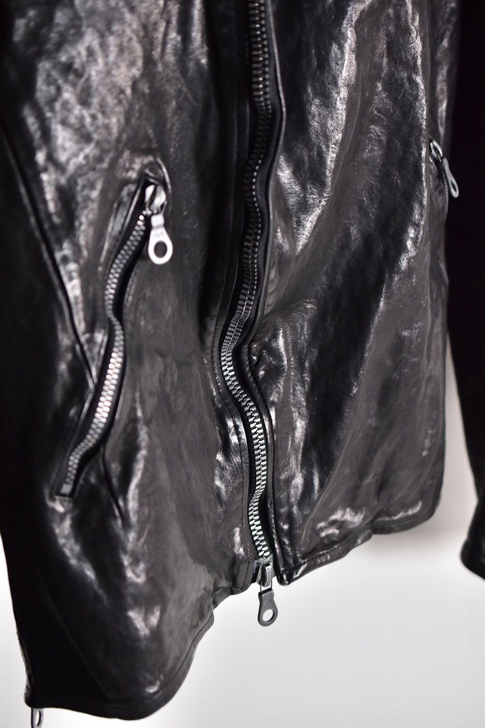 Itary Shoulder “Garment-Dyed” Double Riders"Black"/イタリーショルダーガーメントダイダブルライダース"ブラック"