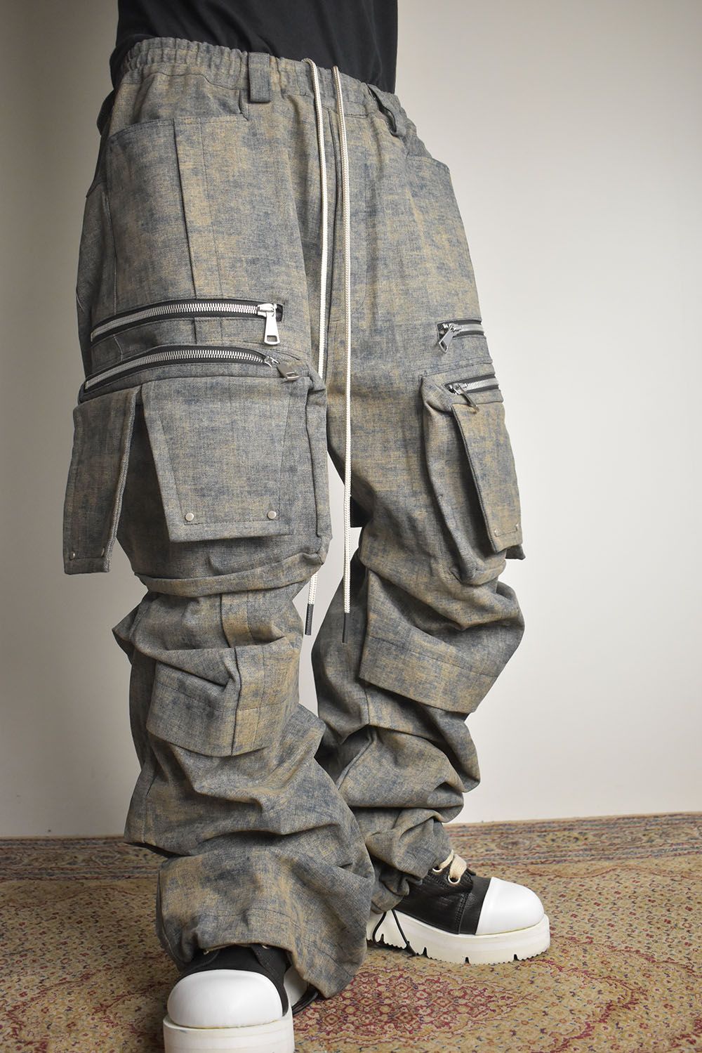 Blended Shades Denim Cargo Tuck Wide Pants"Steel Blue"/ ブレンデッドシェイドデニムカーゴタックワイドパンツ"スティールブルー"