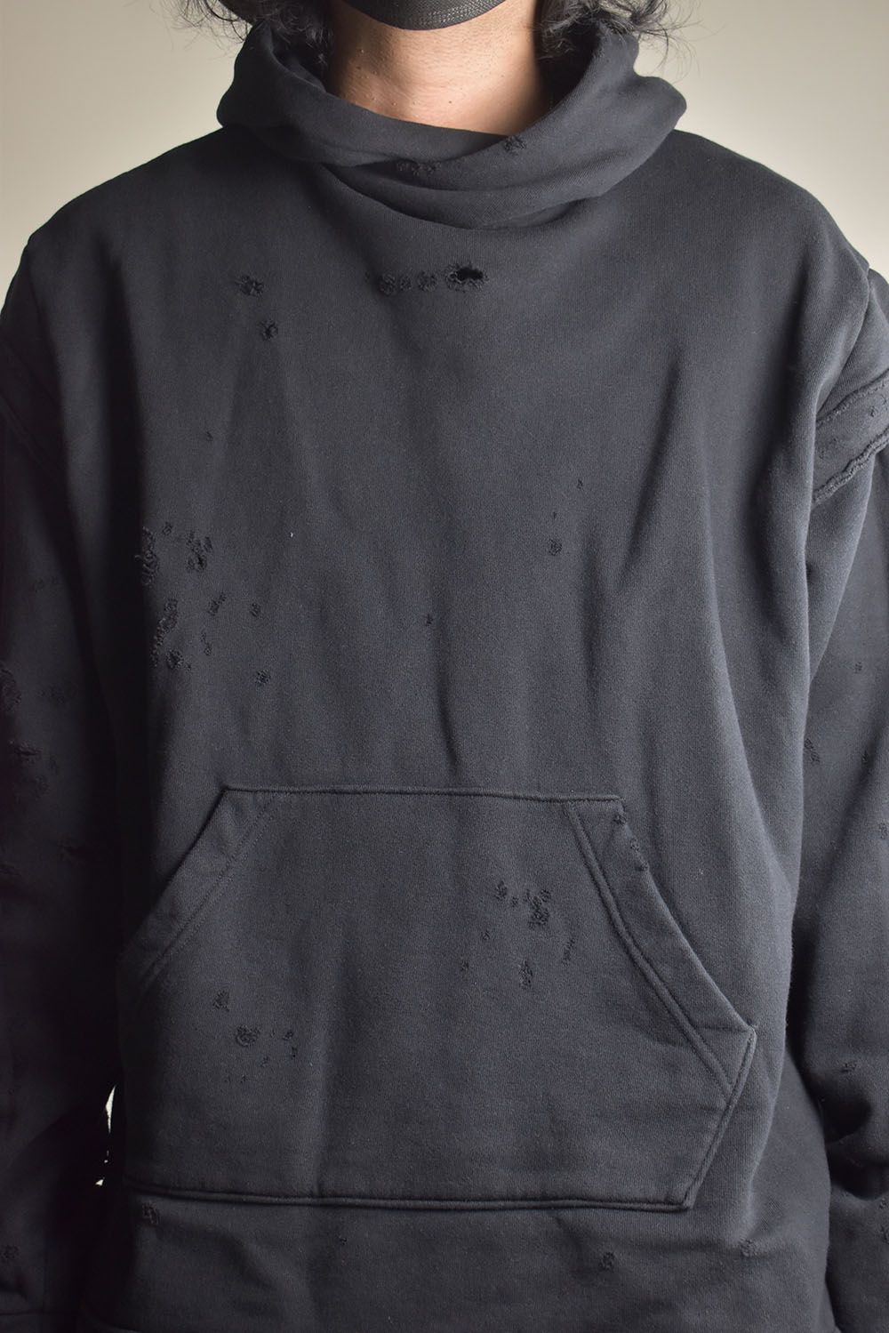 Untwisted Sweat Oversized Pullover Hoodie "Black" / 無撚糸裏毛オーバーサイズプルオーバーフーディー"ブラック"