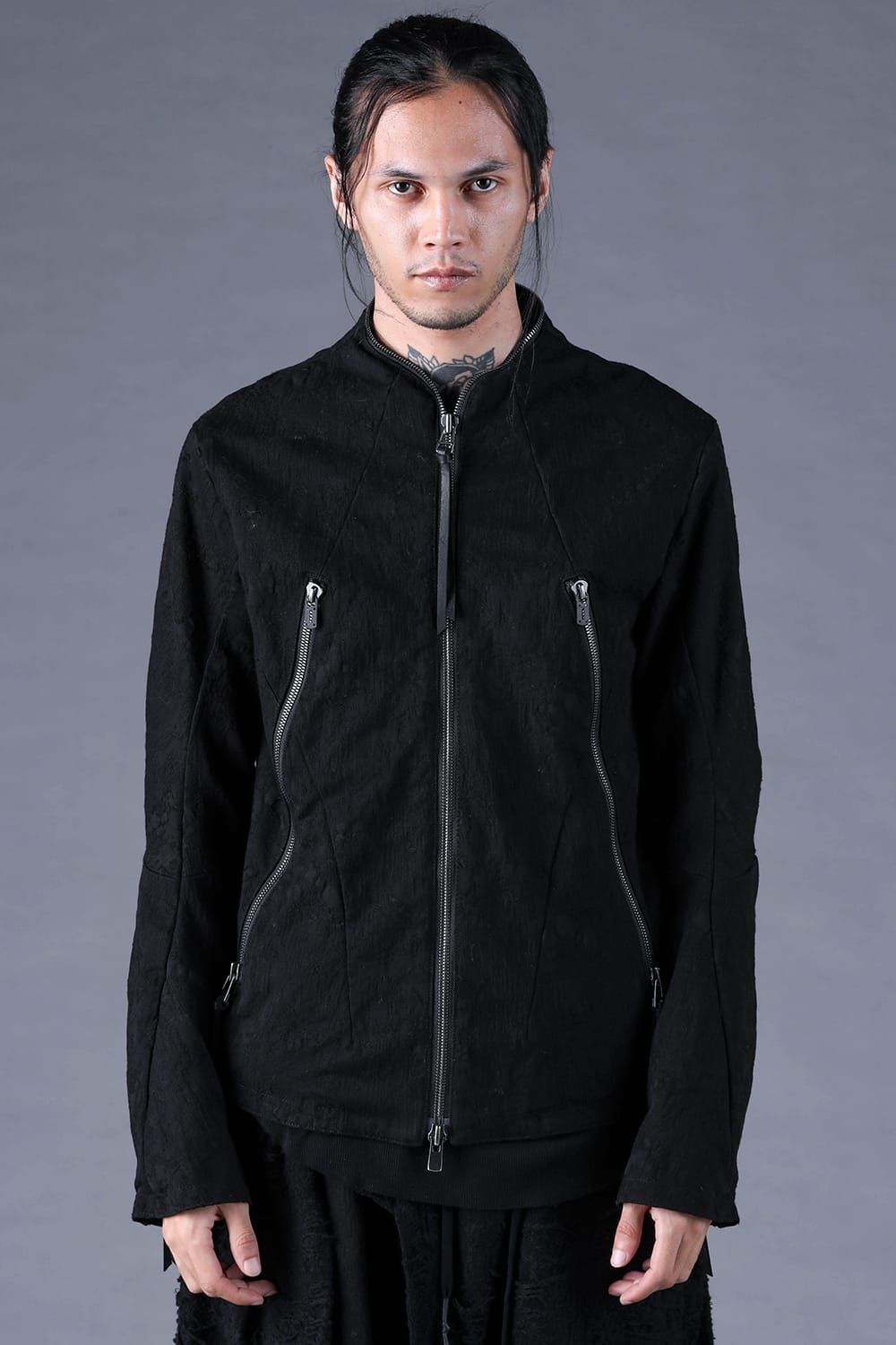 Damage Jacquard Single Rider Jacket"Black" / ダメージジャガードシングルライダースジャケット"ブラック"