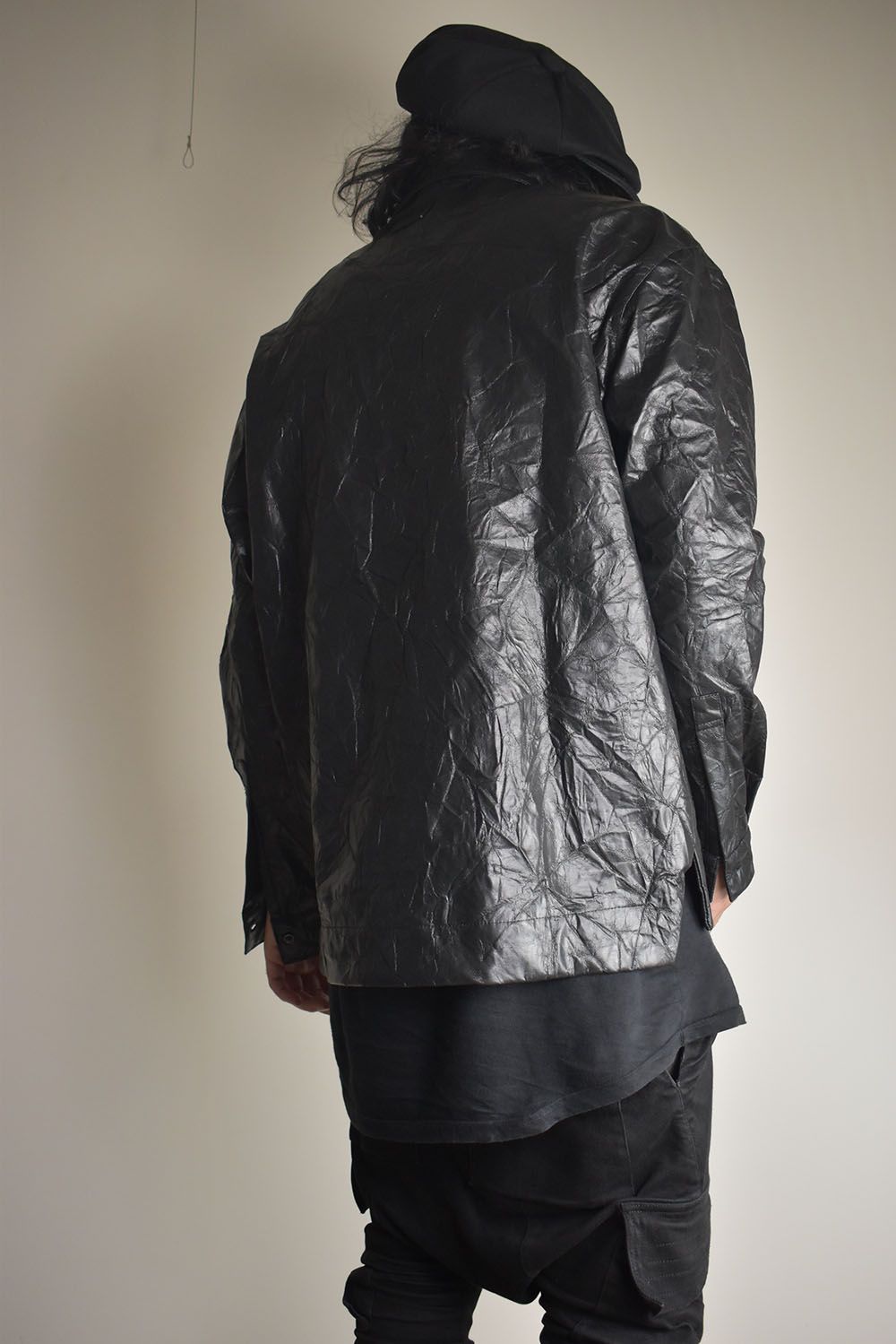 Washer Synthetic Leather Shirts"Black" / ワッシャーシンセティックレザーシャツ"ブラック"
