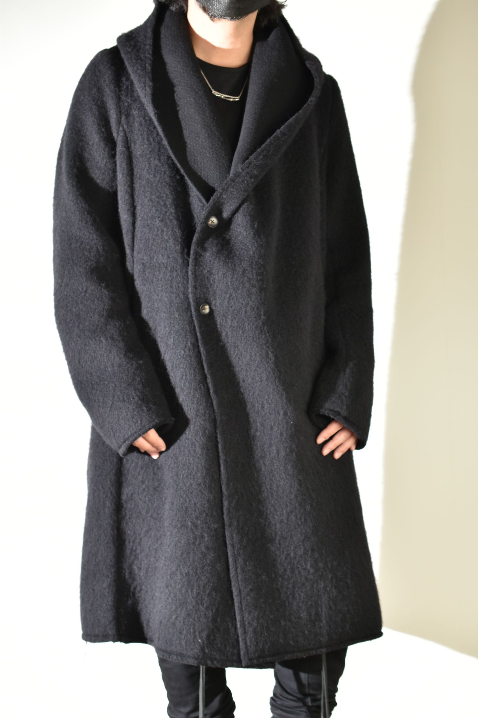 Shawl Collar Hoodie Coat "Black" / ショールカラーフーディコート"ブラック"
