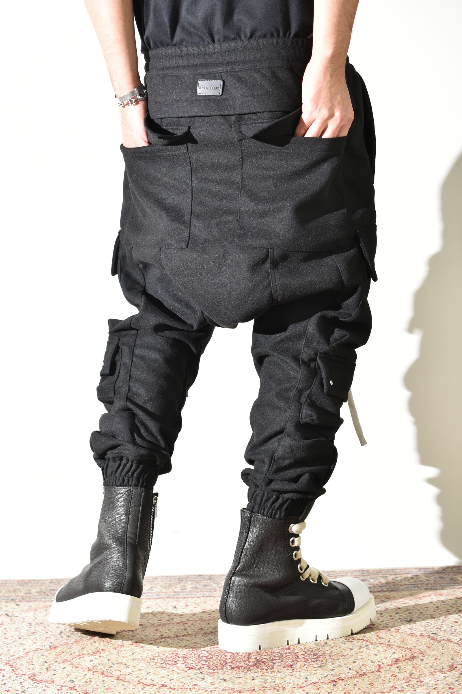 Knit Jersey Military Sarrouel Easy Pants"Black" / ニットジャージーミリタリーサルエルイージーパンツ"ブラック"