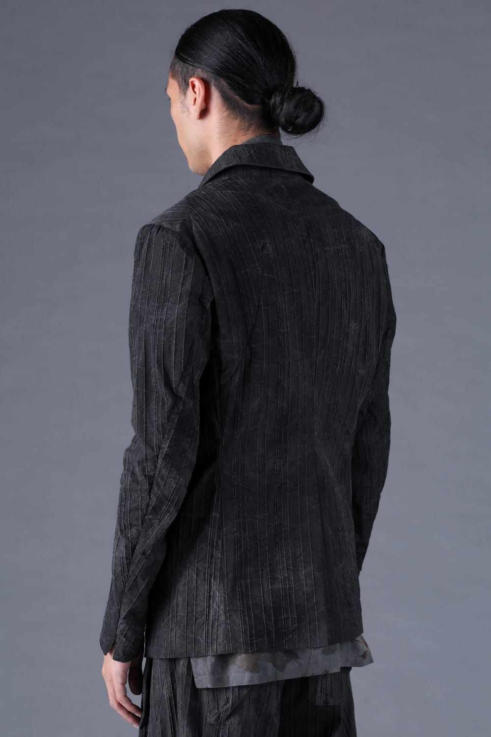 《2027SS先行予約分》Mura-Dye Dobby Stripe Tailored Jacket"Charcoal" / ムラ染トビーストライプテイラードジャケット"チャコール"