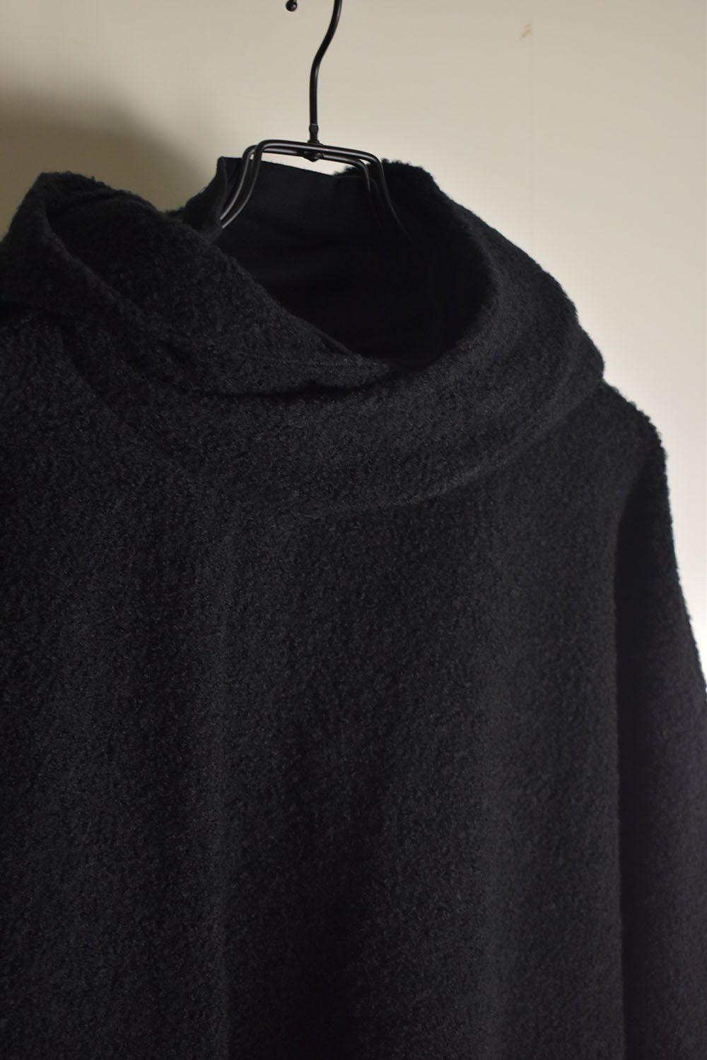Loop Knit Oversized Layered Hooded Pullover"Black" / ループニットオーバーサイズレイヤードフーデッドプルオーバー"ブラック"
