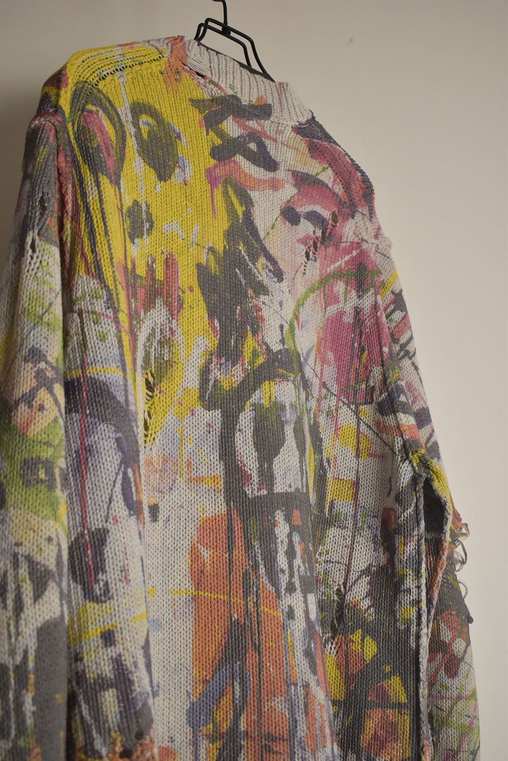 Inkjet Print Cotton 3GG Damaged Knit PulloVer"Color Print" / インクジェットプリント コットン 3GG ダメージニットプルオーバー "カラープリント"