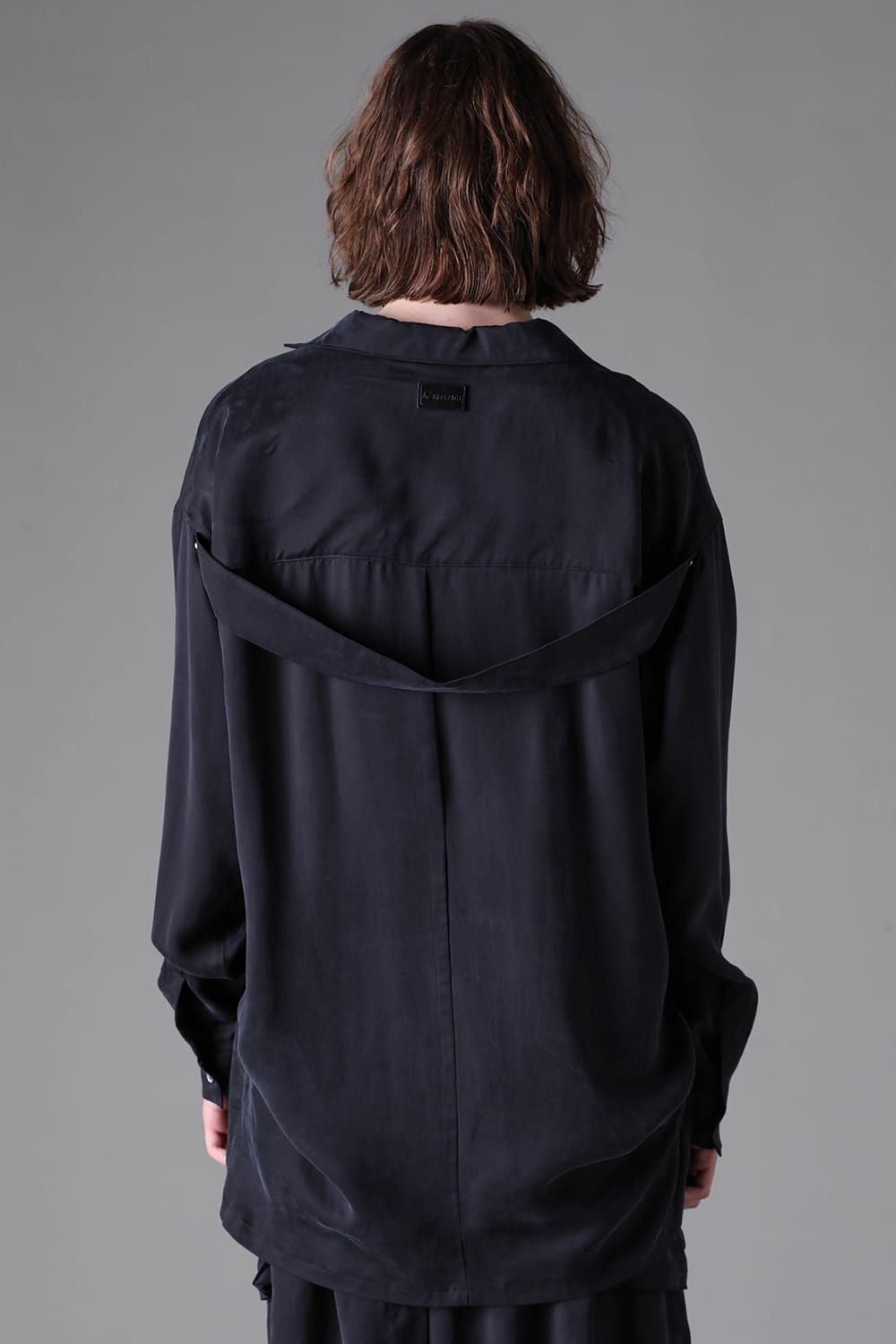 《2026AW先行予約》Satin V Neck Shirts Pullover"Black" / サテンVネックシャツプルオーバー"ブラック"