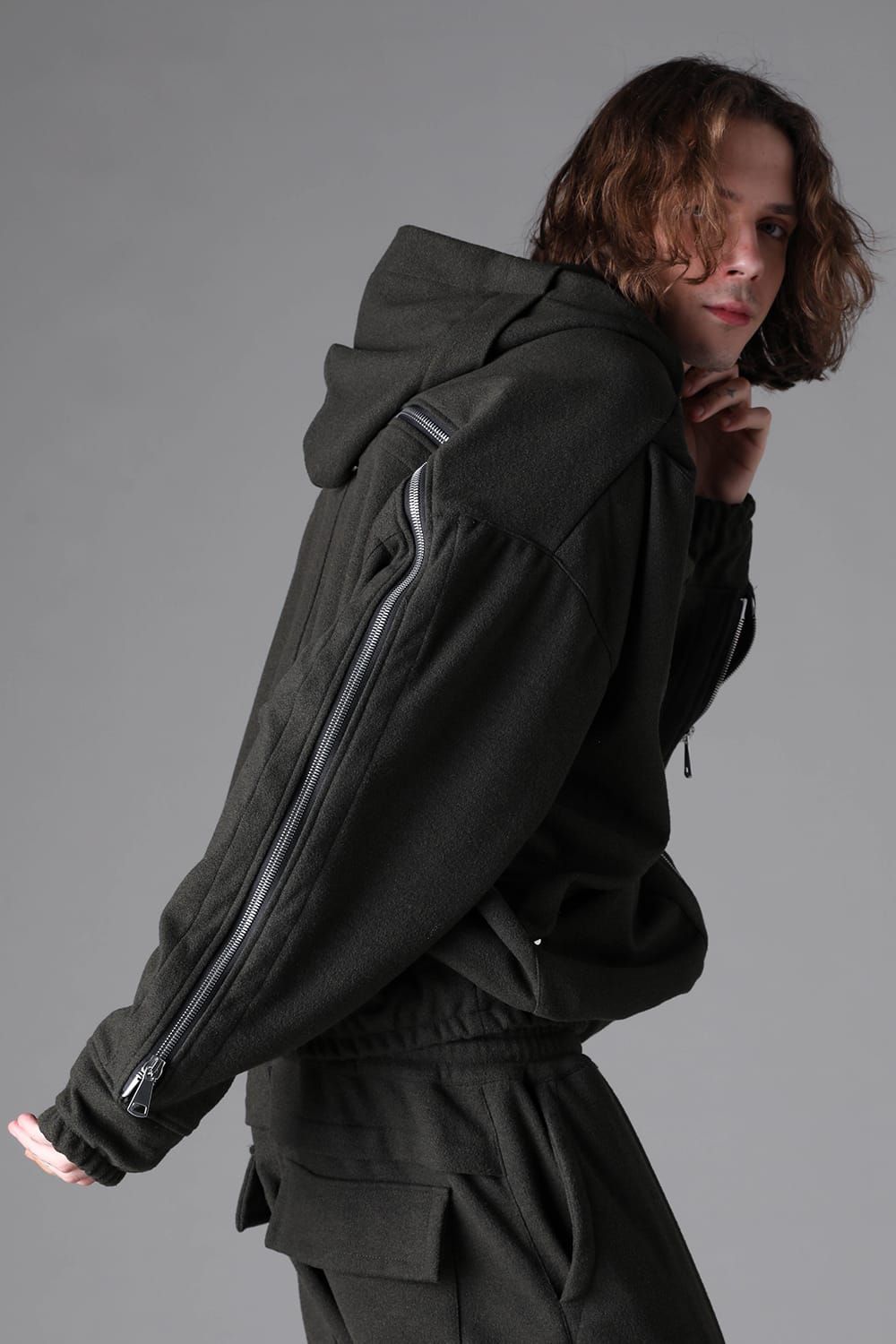 《2026AW先行予約》Knit Jersey Zip Hoodie Blouson"Black / Khaki" / ニットジャージージップフーディブルゾン"ブラック / カーキ"