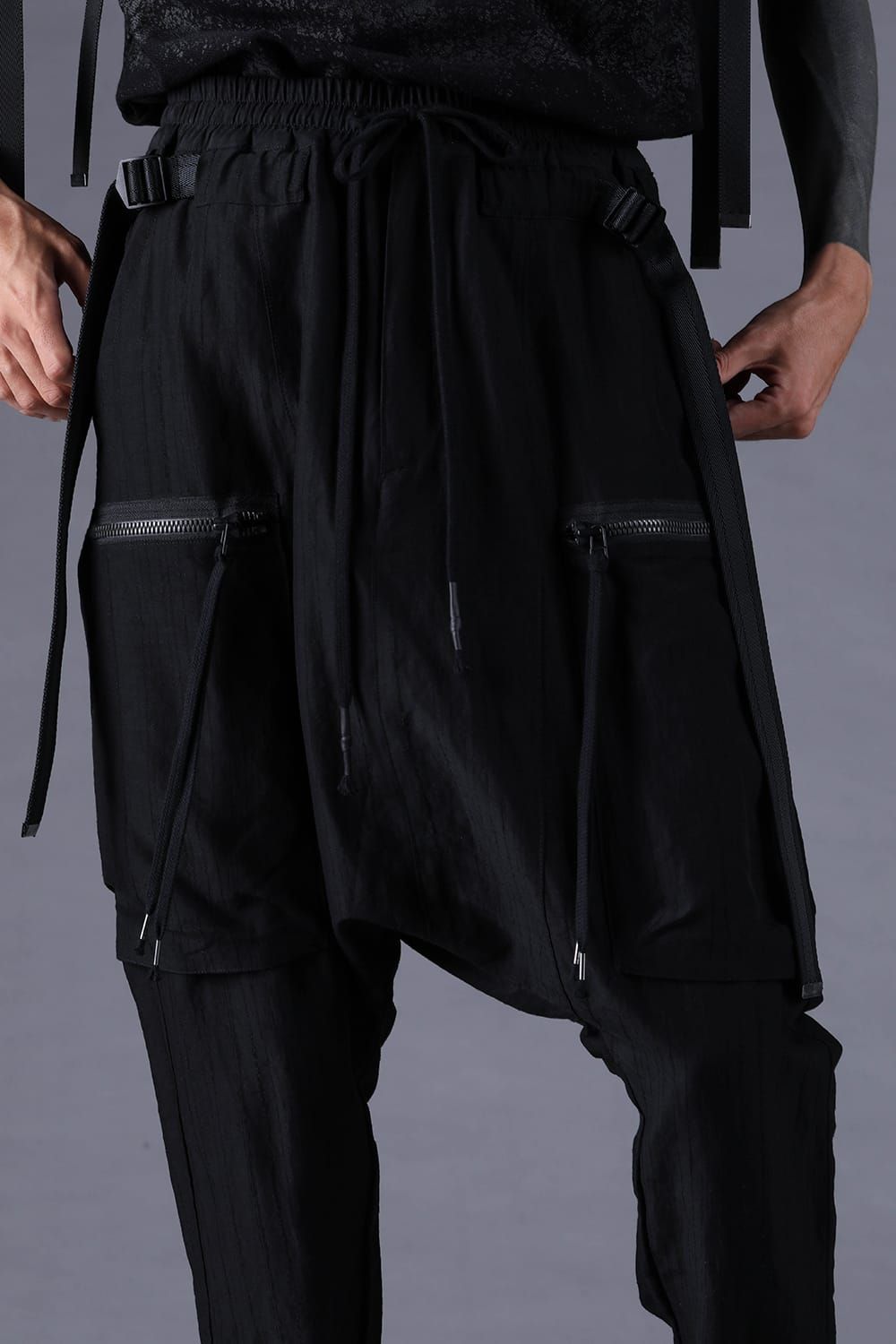 《2027SS先行予約分》Scar Stripe Jacquard Slim Sarrouel Cargo Pants"Black" / スカーストライプジャガードスリムサルエルカーゴパンツ"ブラック"