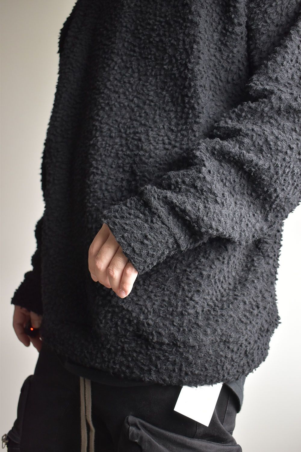 Wool Cotton Boa Hoodie Pullover"Black" /  ウールコットンボアフーディプルオーバー"ブラック"