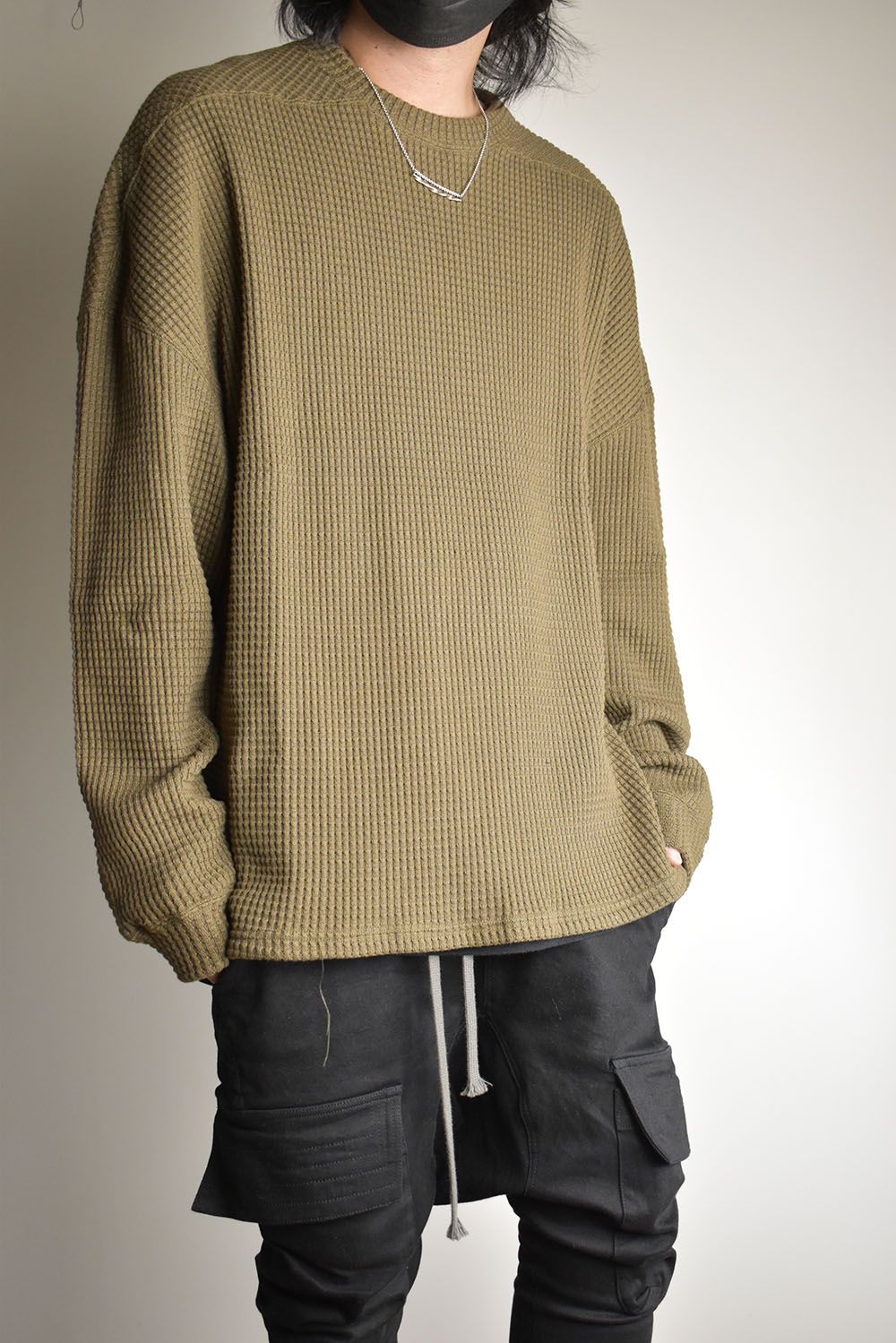 Heavy Waffle Over Size Top"Olive" / ヘビーワッフルオーバーサイズトップ"オリーブ"