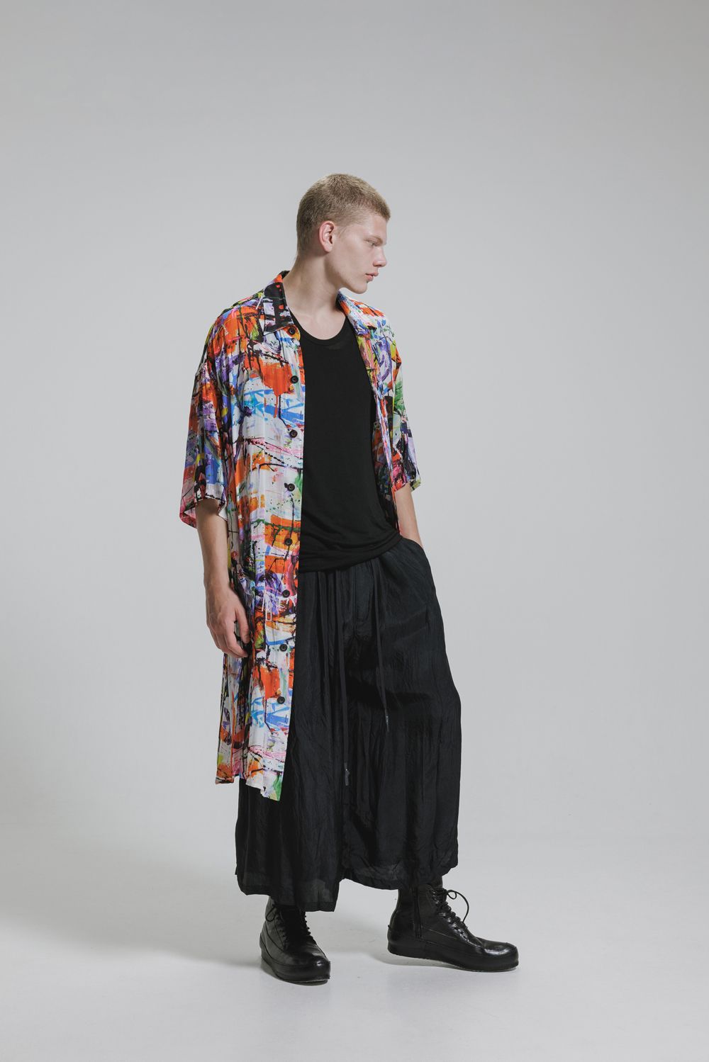 Rayon Chiffon Inkjet Print Short-Sleeved Big Shirt&Dress"Color Print" / レーヨンシフォンインクジェットプリント半袖ビッグシャツ / ワンピース"カラープリント"