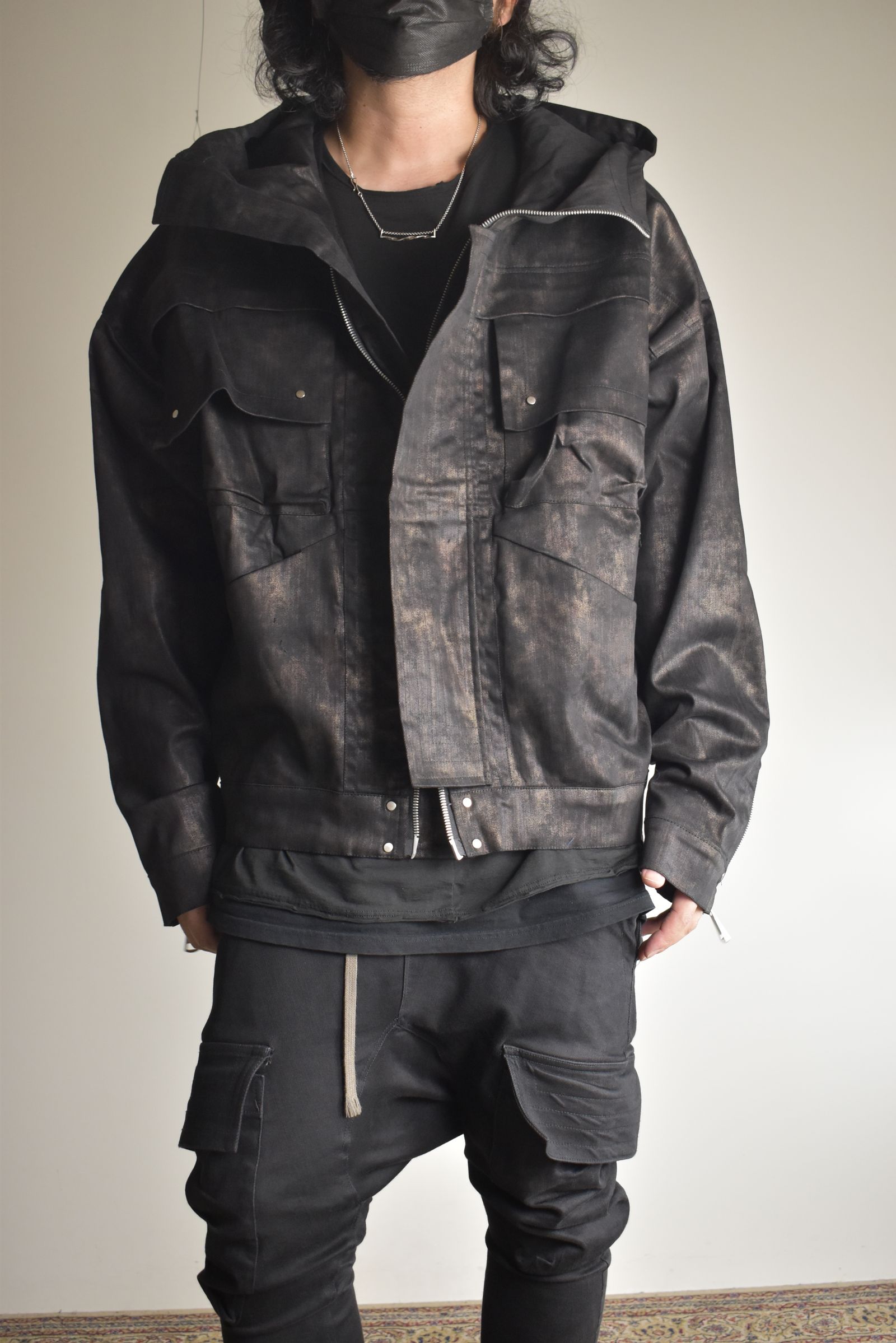 Metal Steam Camouflage Hooded Blouson"Black × Brown" / メタルスチームカモフラージュ フーデッドブルゾン"ブラック×ブラウン"