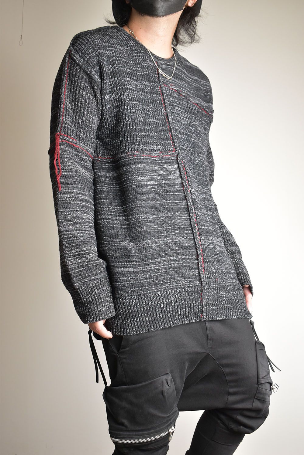 Wool Knit Zip Pullover "Charcoal" / ウールニットジッププルオーバー"チャコール"