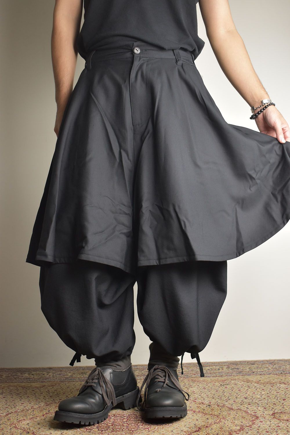 Layerd Super Wide Sarouel"Black" / レイヤードスーパーワイドサルエル"ブラック"