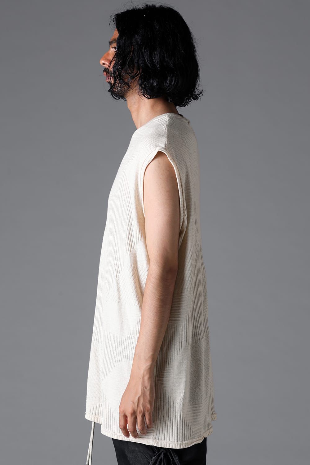 《2026SS先行予約》Deformed Stripe Pattern Tank Top "Black / Cream" /ディフォルメドストライプパターンタンクトップ"ブラック/クリーム"