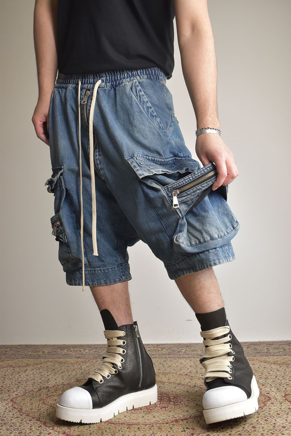 Vintage Denim Military Shorts"Blue" / ヴィンテージデニムミリタリーショーツ"ブルー"