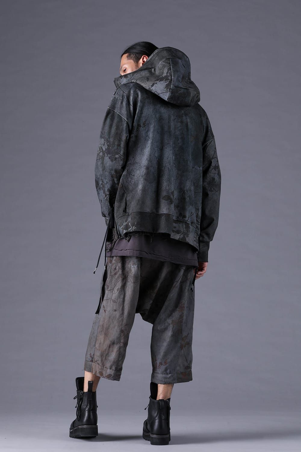 《2027SS先行予約分》Inkjet-Printed Wide-Leg Cropped Pants"Charcoal" / インクジェットプリントワイドクロップドパンツ"チャコール"