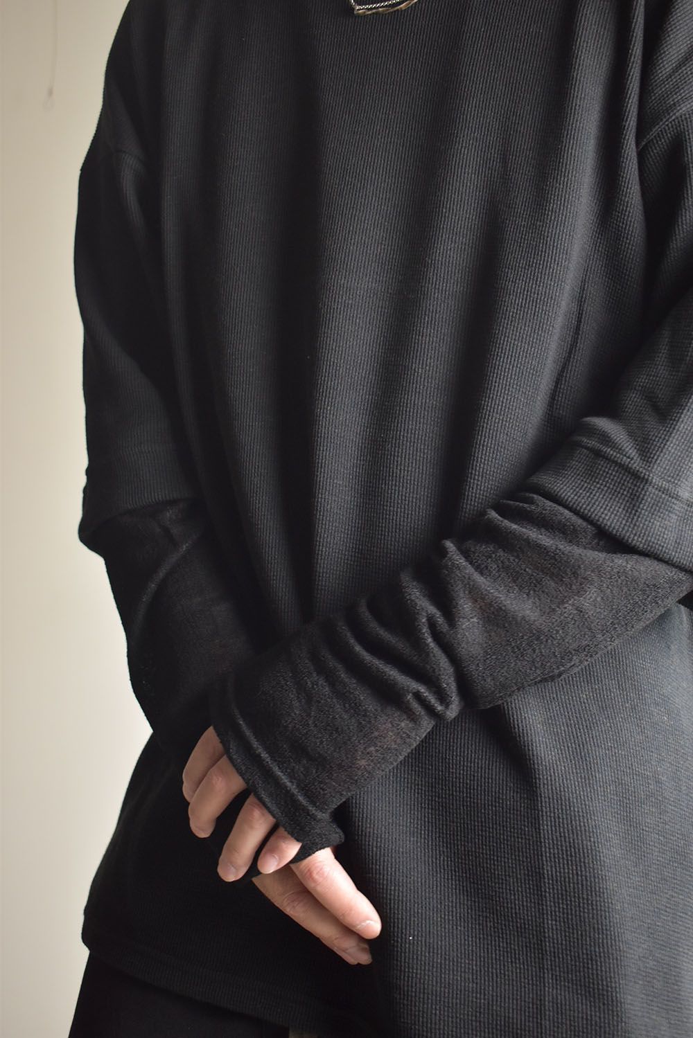 Layered Crew Neck Top"Black" / レイヤードクルーネックトップ"ブラック"