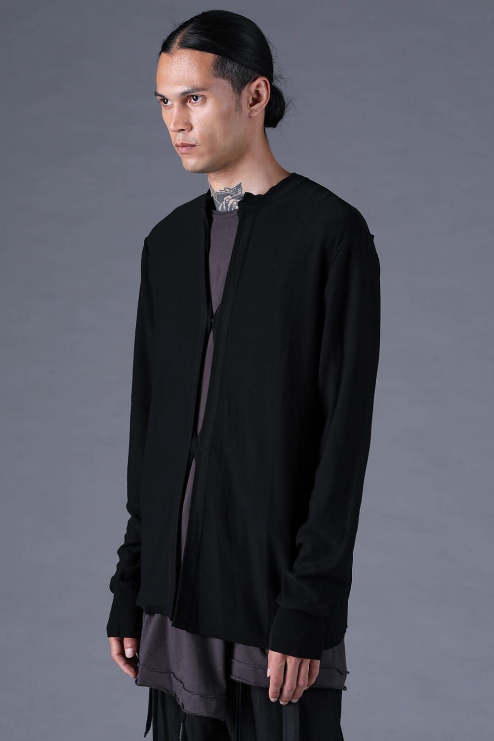 《2027SS先行予約分》16G High Gauge Silk Cotton Knit Cardigan"Black / Navy" / 16Gハイゲージシルクコットンニットカーディガン"ブラック / ネイビー"