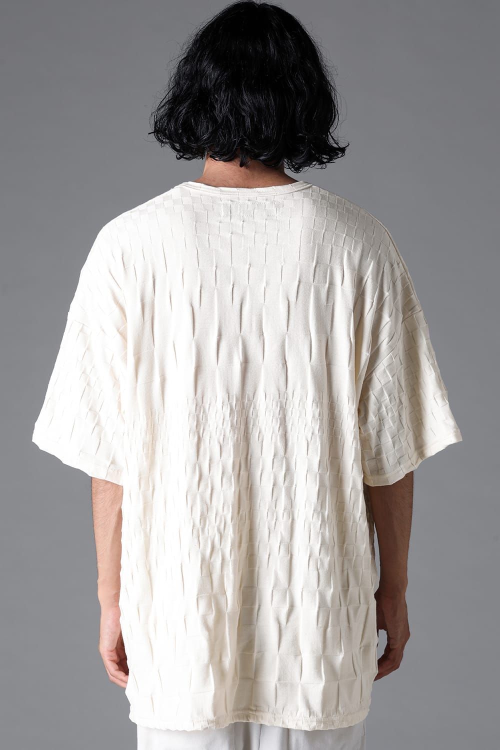 《2026SS先行予約》Gradient Plaid Pattern V Neck Tee"Black / Cream" / グラデーションチェックパターンVネックTee"ブラック/クリーム"