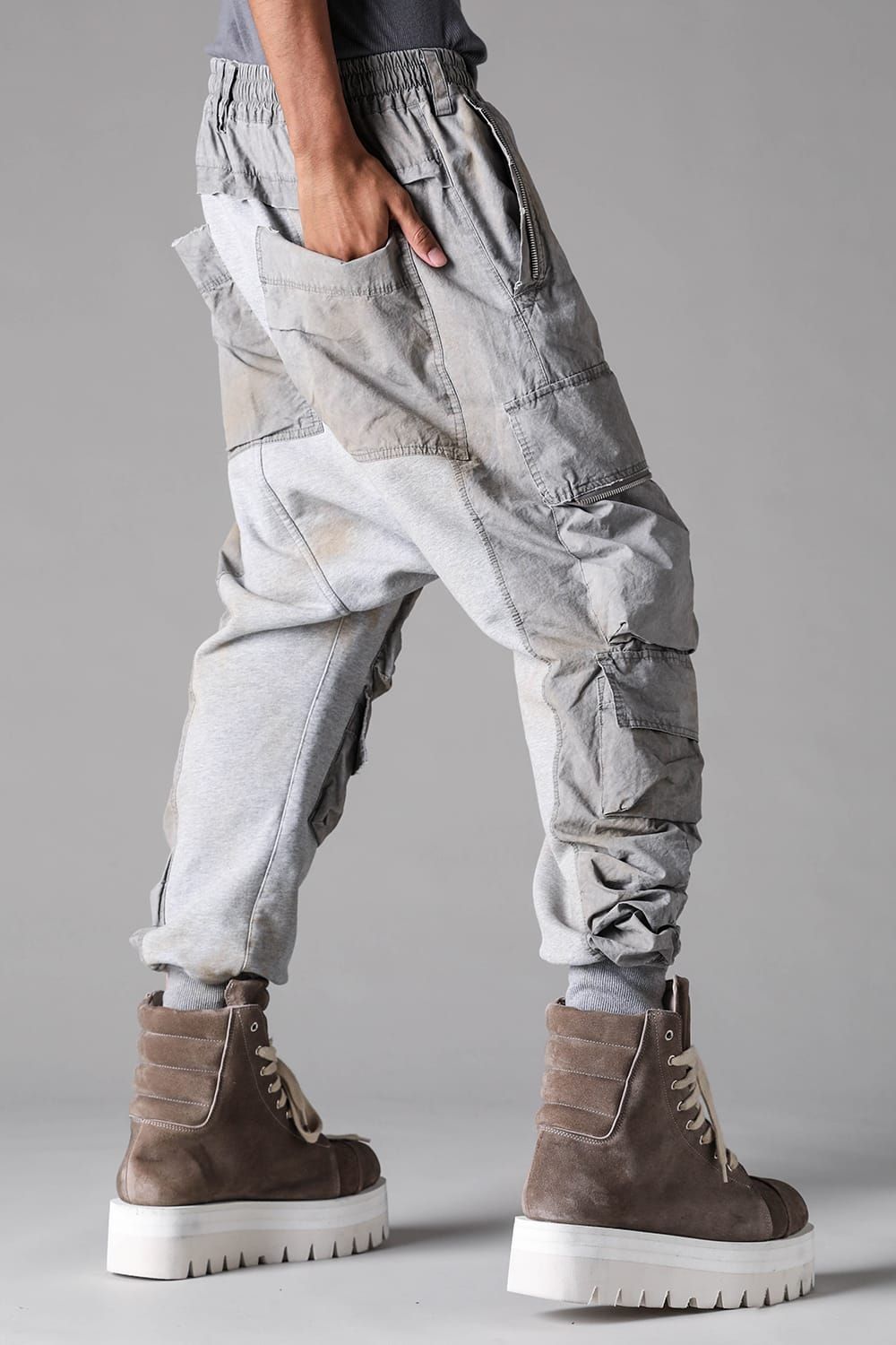 《2027SS先行予約》Vintage Cargo Sarrouel Easy Pants "Black × Brown / Grey × L.Grey / Ivory" / ヴィンテージカーゴサルエルイージー"パンツ"ブラック×ブラウン / グレー×ライトグレー / アイボリー"