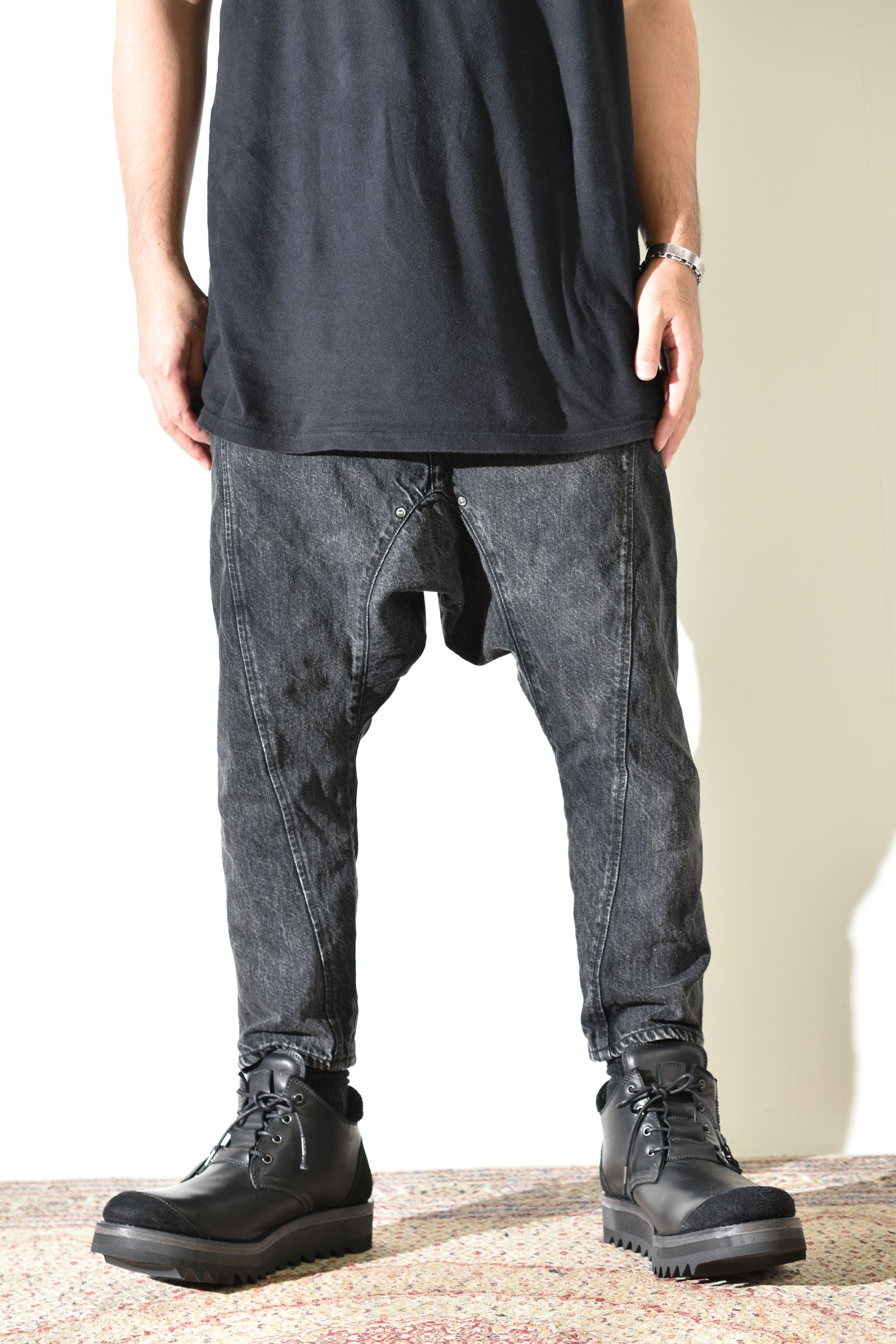 Sarrouel Denim Pants "Mist Bleach Black" / サルエルデニムパンツ "ミストブリーチブラック"