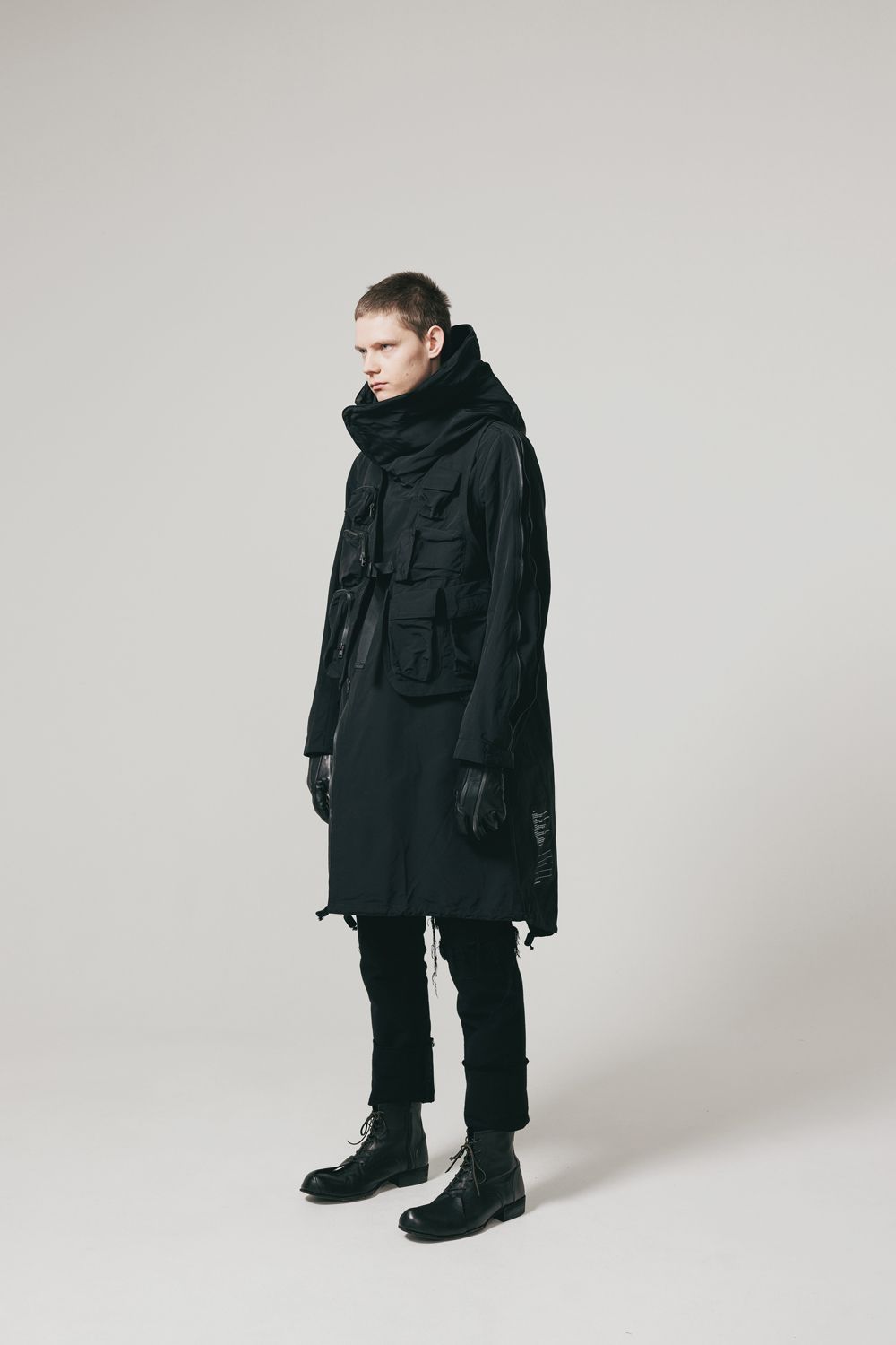 MULTI ZIP MILITARY HOODIE COAT"Black"/マルチジップミリタリーフーディコート"ブラック"