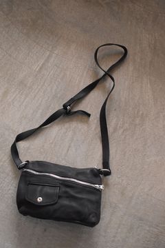 Japan Calf Product Wash Rider's Succotch"Black" / ジャパンカーフ製品洗いライダースサコッシュ"ブラック"