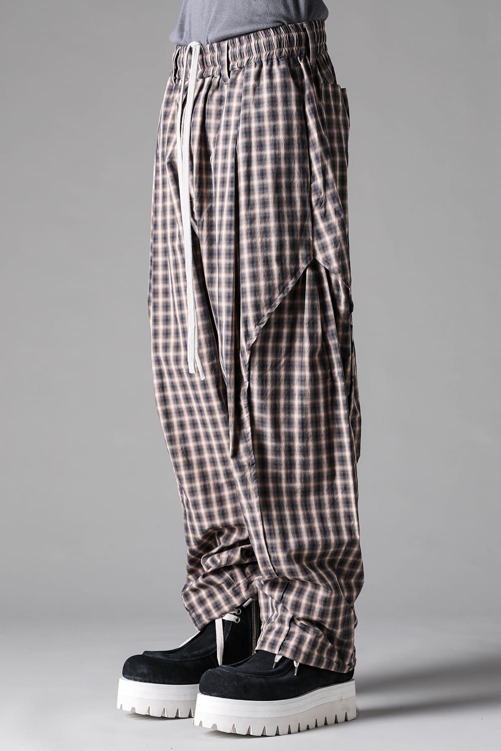 《2027SS先行予約》Plaid Side Tuck Tapared Pants"Black Plaid / Brown Plaid" / プレイドサイドタックテーパードパンツ"ブラックプレイド / ブラウンプレイド"