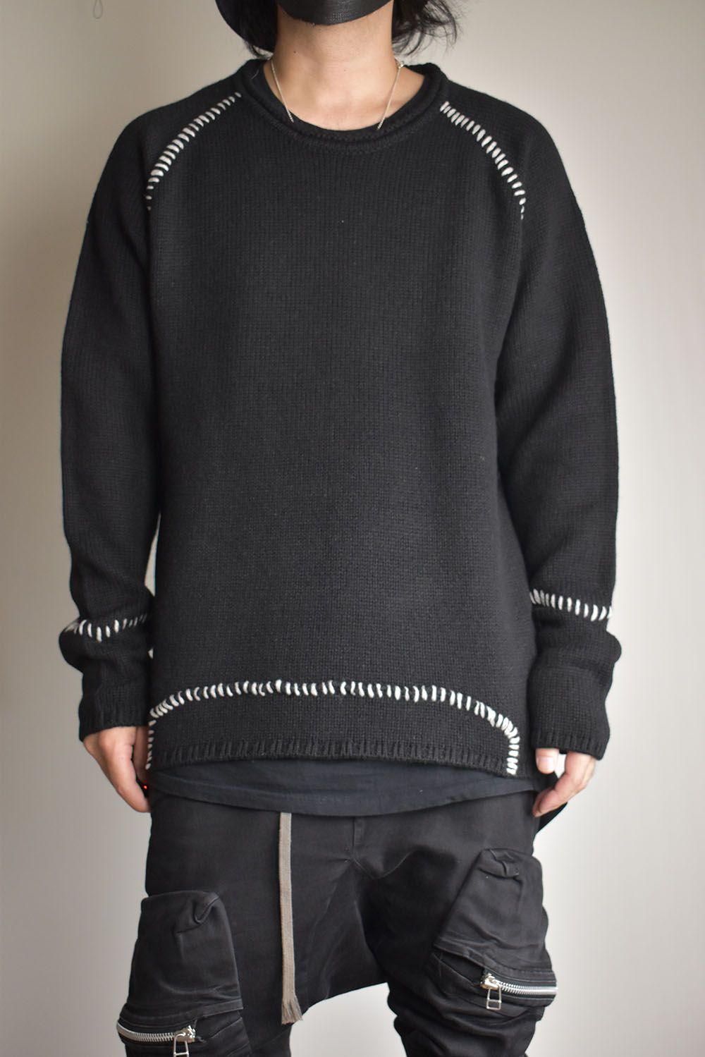 Over Lock Knit Pullover"Black" / オーバーロックニットプルオーバー"ブラック"