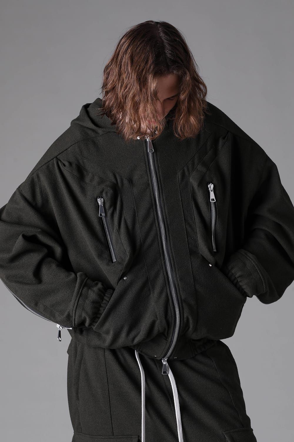 《2026AW先行予約》Knit Jersey Zip Hoodie Blouson"Black / Khaki" / ニットジャージージップフーディブルゾン"ブラック / カーキ"