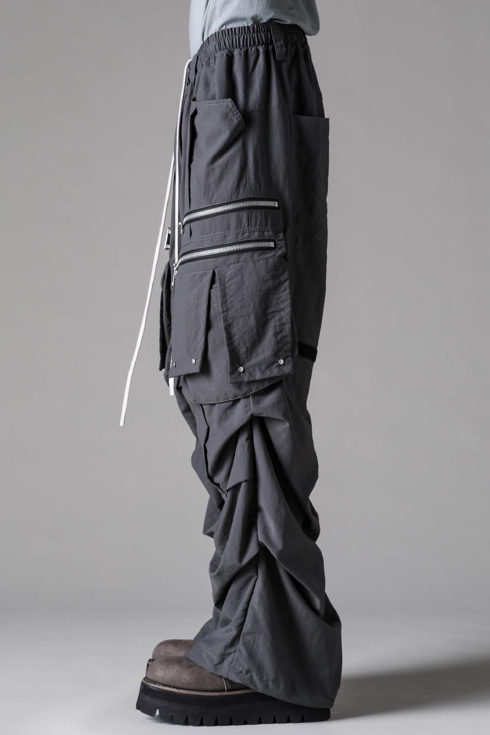《2027SS先行予約》Rayon Nylon Cargo Tuck Wide Pants"Black / Grey / L.Khaki" /レーヨンナイロンカーゴタックワイドパンツ"ブラック/グレー/ライトカーキ"