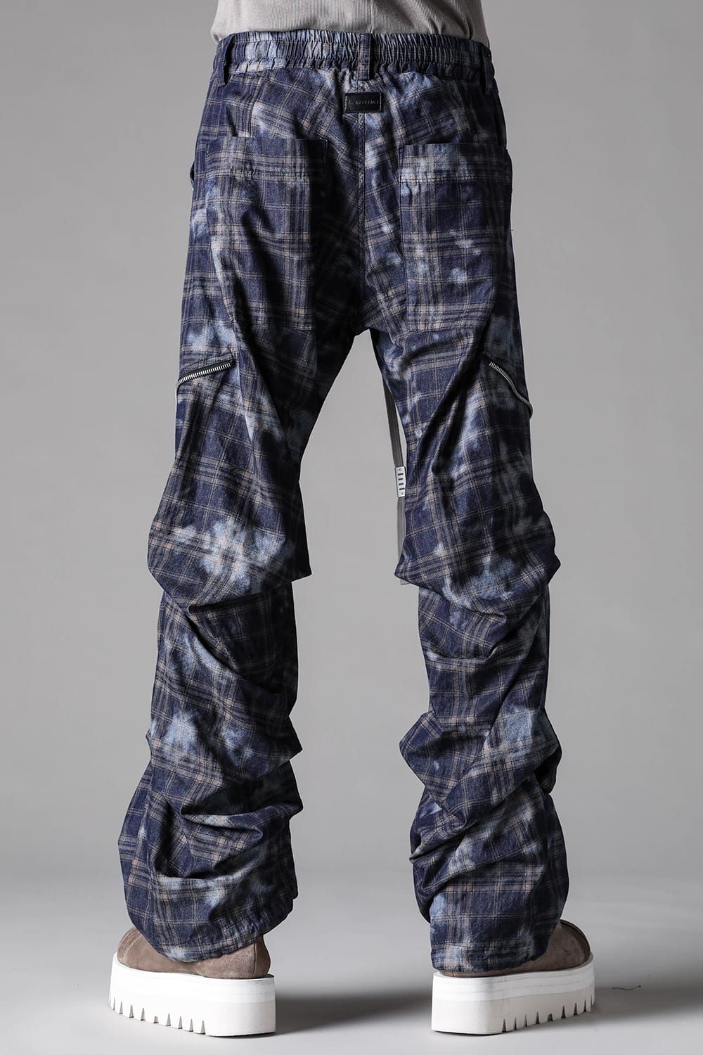 《2027SS先行予約》Check Side Zip Tuck Baggy Pants"Navy Check" / チェックサイドジップタックバギーパンツ"ネイビーチェック"