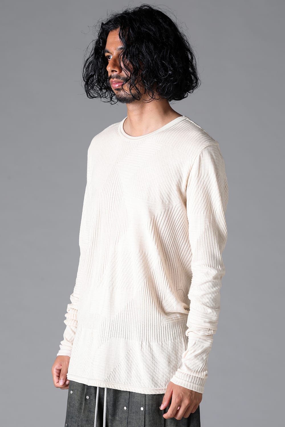 《2026SS先行予約》Deformed Stripe Pattern Long Sleeve "Black / Cream" /ディフォルメドストライプパターンロングスリーブ"ブラック/クリーム"