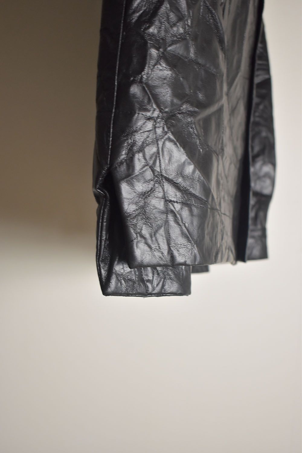 Washer Synthetic Leather Shirts"Black" / ワッシャーシンセティックレザーシャツ"ブラック"