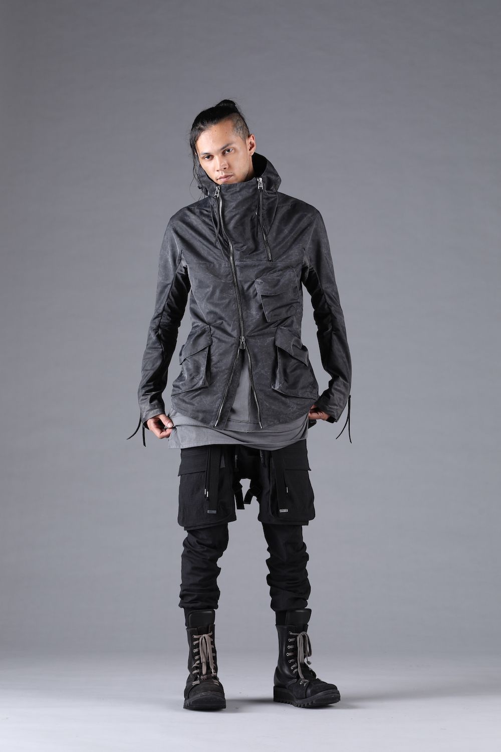 Pigment Coated Washer Nylon Hooded Jacket"Black" / 顔料コーティングワッシャーナイロンフーデットジャケット"ブラック"